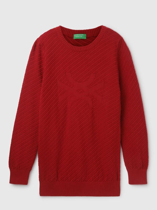 Boy's Regular Fit Round Neck Textured Sweater