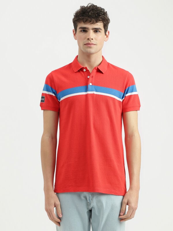 Regular Fit Polo Neck Striped T-Shirt