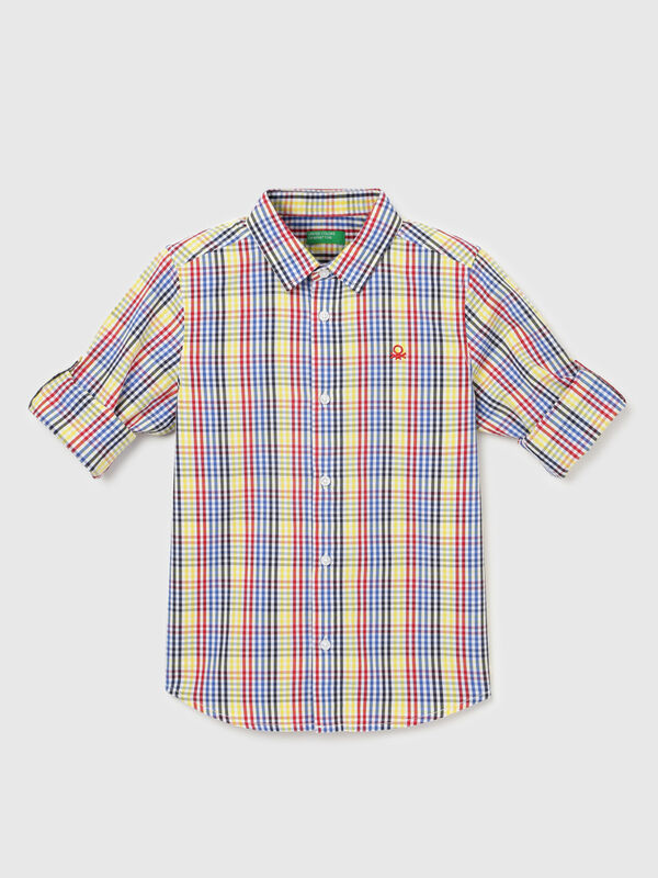 Boy's Regular Fit Spread Collar Checked Shirt