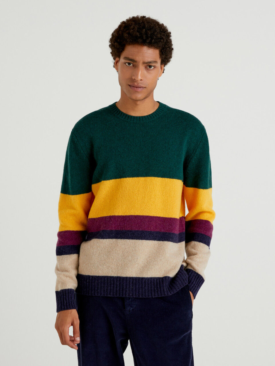 United Colors of Benetton Men Striped Round Neck Sweater