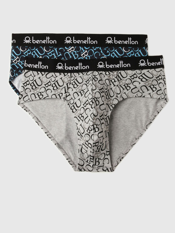 Pack of 2 Typographic Print Low Rise Briefs