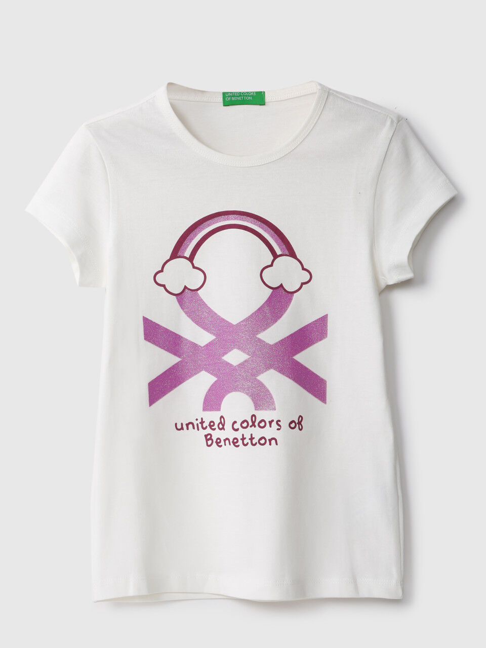 United Colors Of Benetton Girls White Printed Regular T Shirt