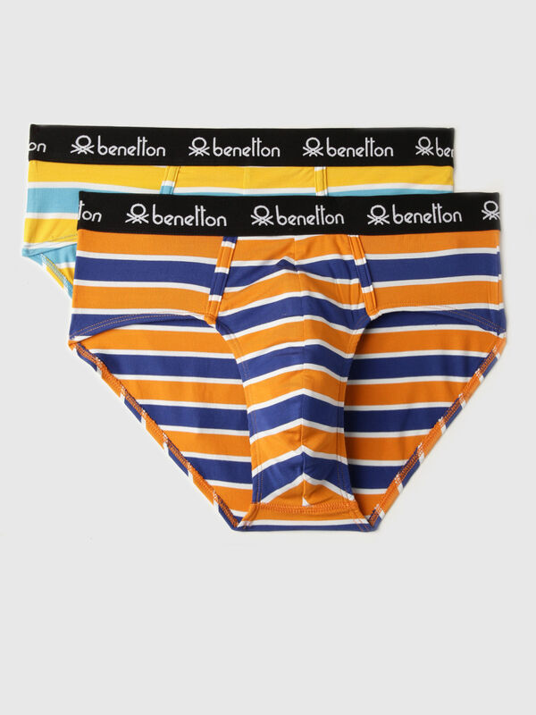 Pack of 2 Striped Low Rise Briefs