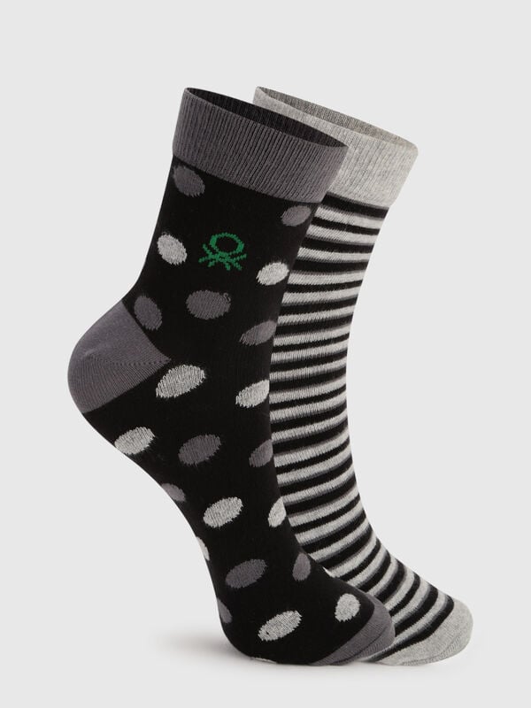 Pack of 2 Striped & Polka Dot Mid-Calf Socks
