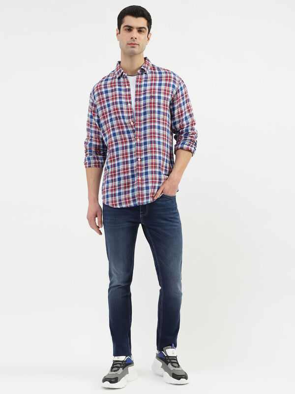 Regular Fit Collared Neck Checkered Shirts