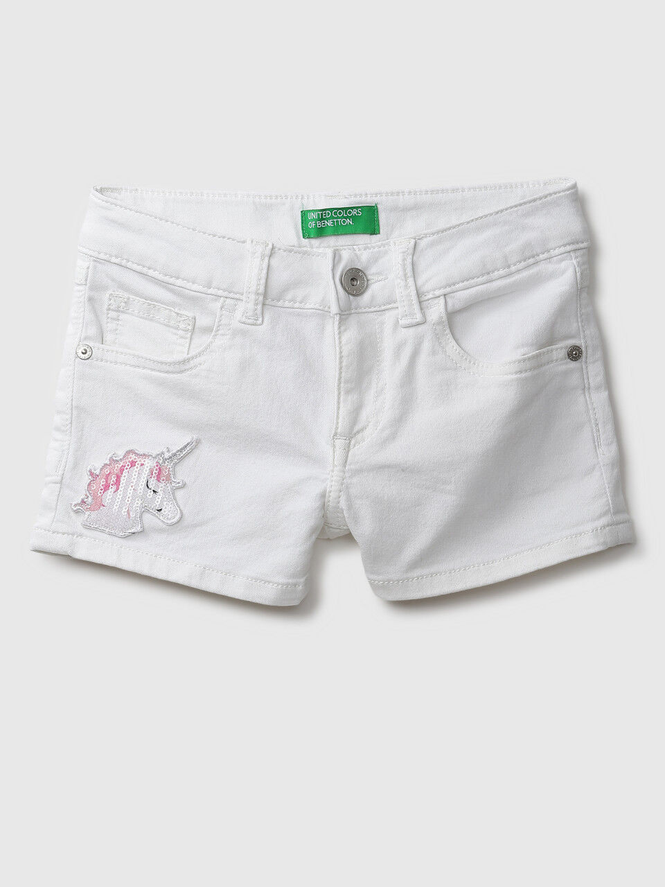 United Colors Of Benetton Basic White Denim Shorts