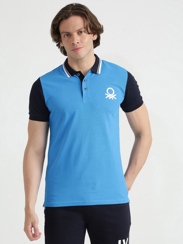 Short Sleeve Solid Polo Neck Tee