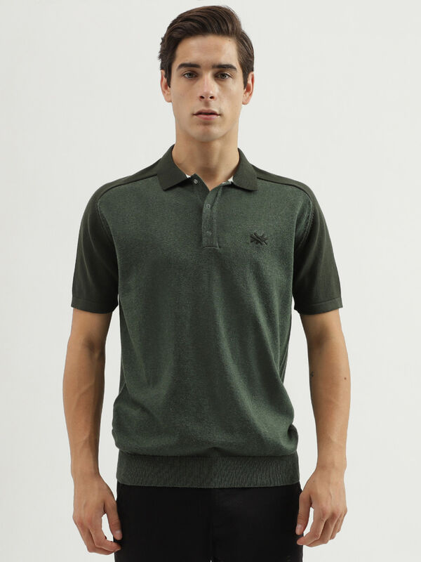 Men's Regular Fit Polo Neck Solid T-Shirt