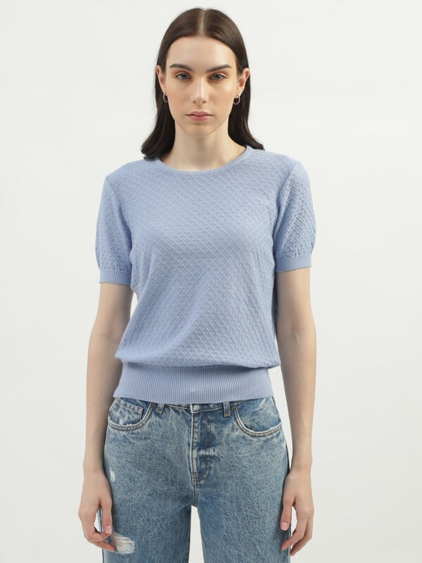 Women's Regular Fit Round Neck Textured Sweaters