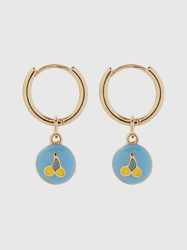 EARRINGS WITH SKY BLUE CHERRY PENDANT