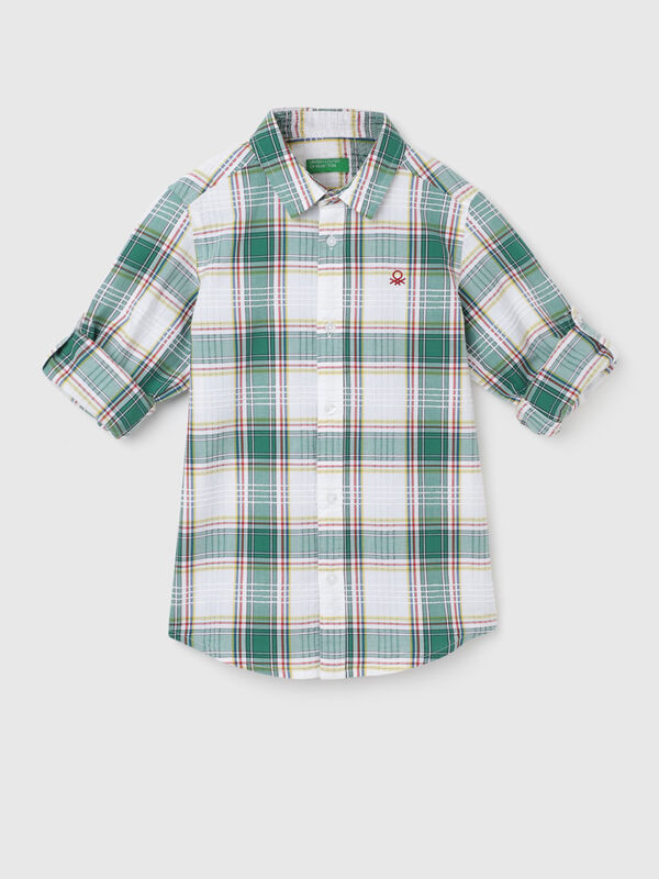 Boy's Regular Fit Spread Collar Checked Shirts