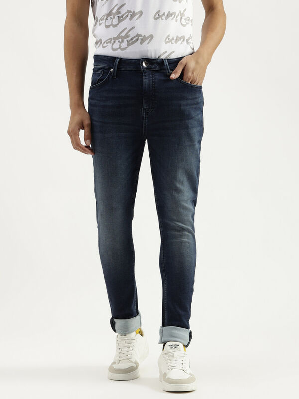 Solid Pattern Carrot Fit  Jeans