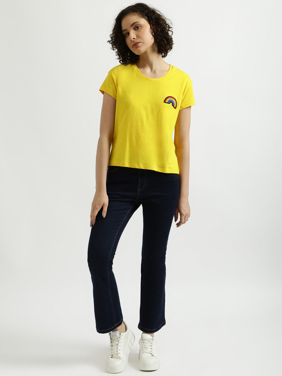 United Colors Of Benetton Yellow Embroidered Top
