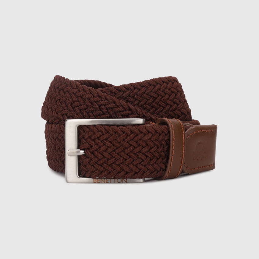 Polyester Solid Mens Belts - Brown | Benetton