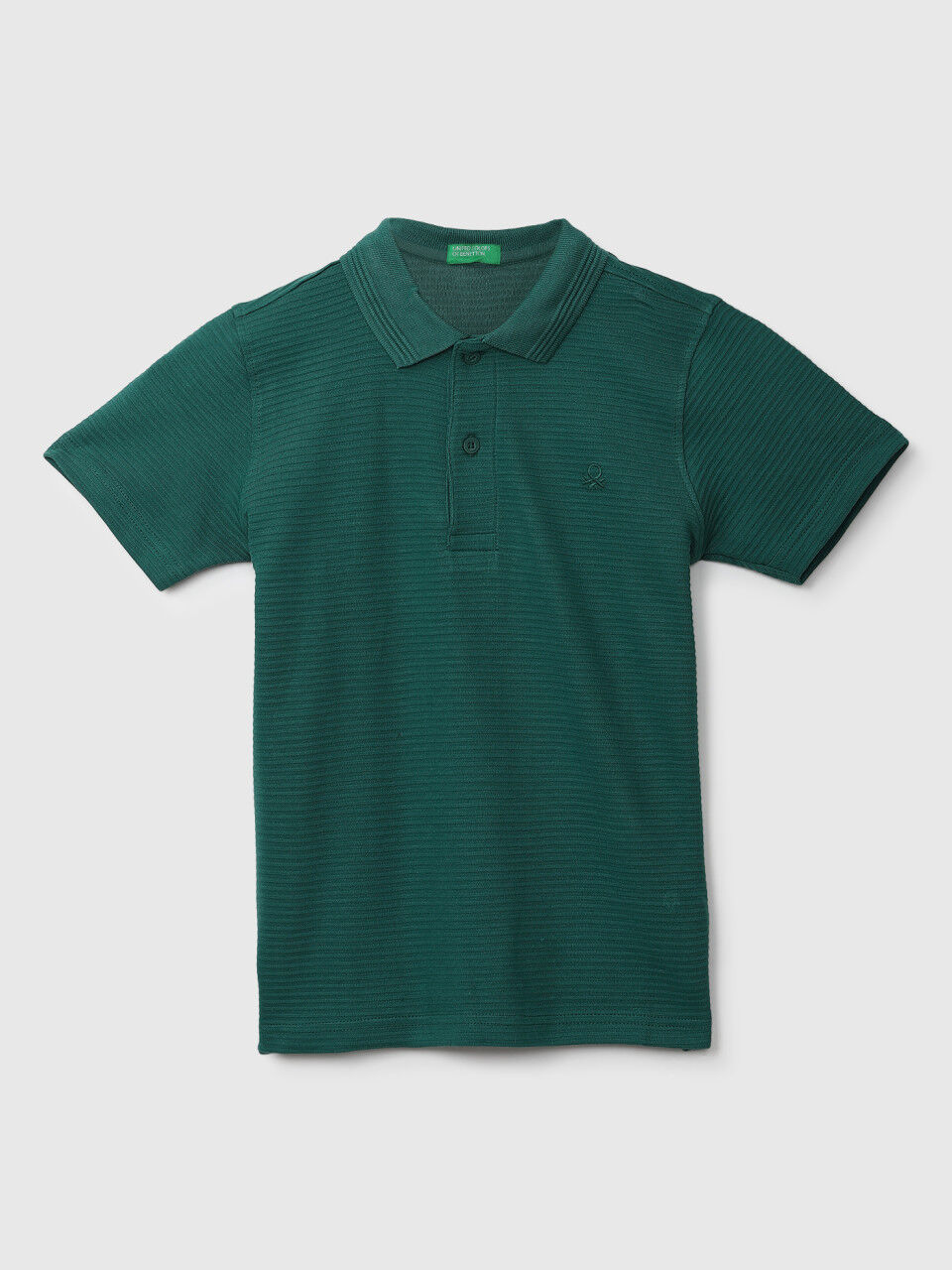 United Colors Of Benetton Ribbed Teal Polo T-Shirt