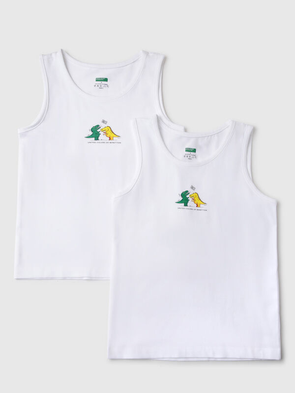 Pack of 2 Regular Fit Round Neck Dino Print Vest