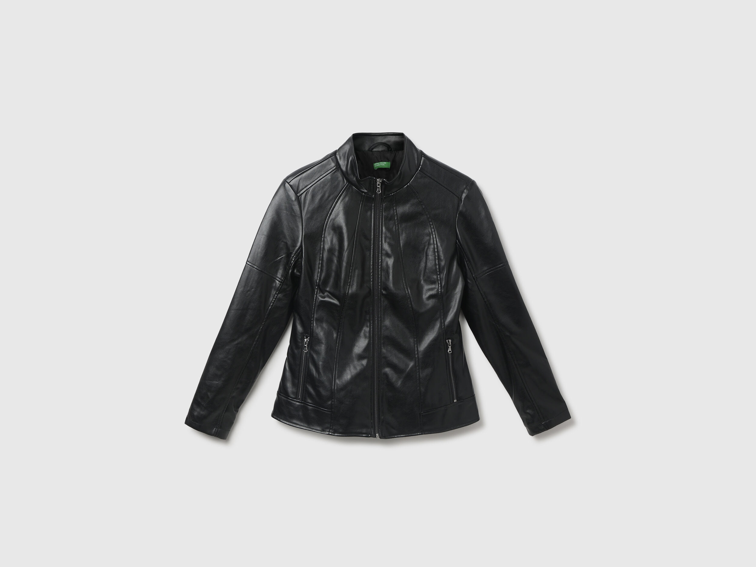 Black jean jacket with belt - Black | Benetton