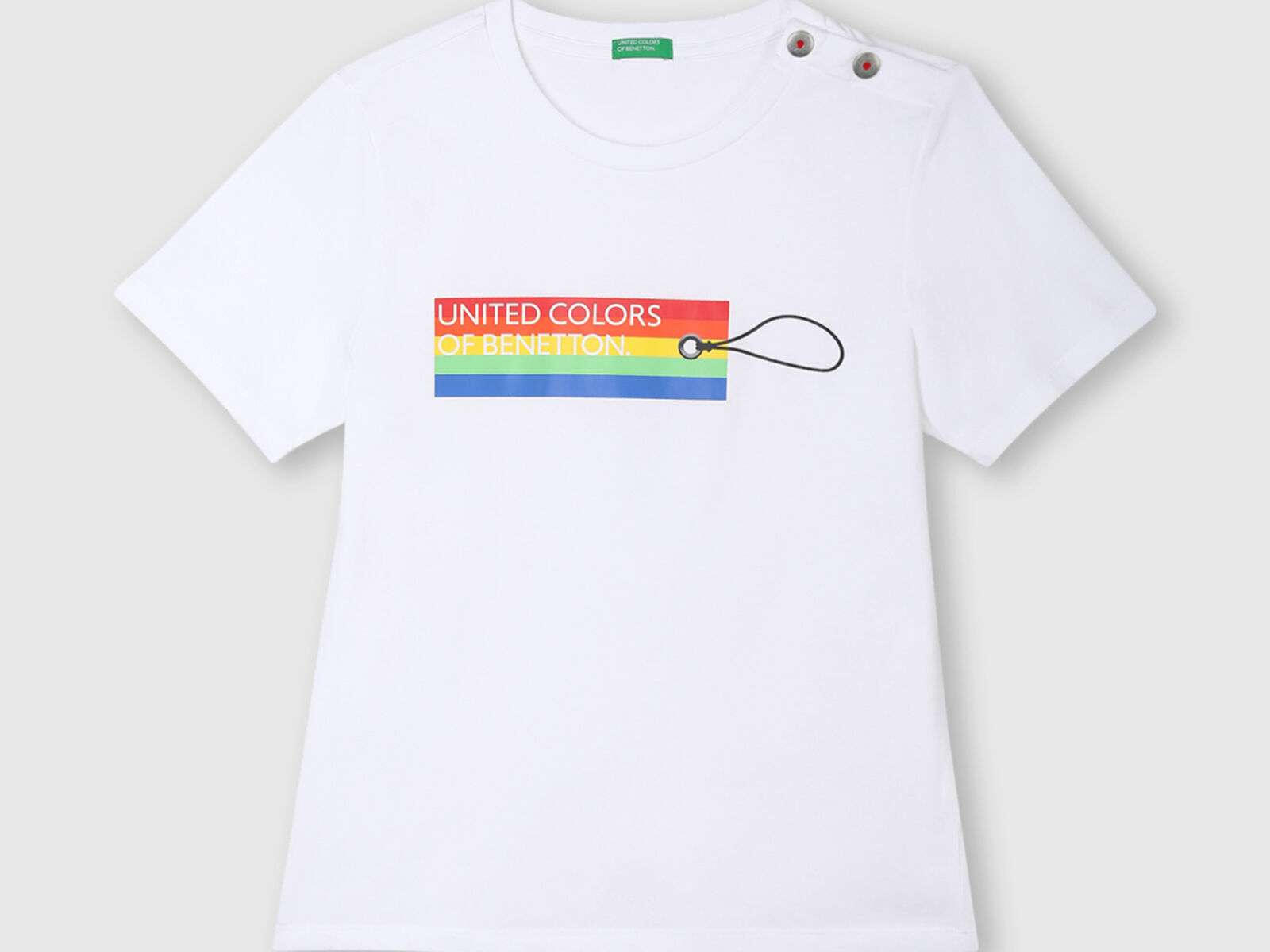 Pure Cotton T-Shirt with - | Benetton Text White UCB