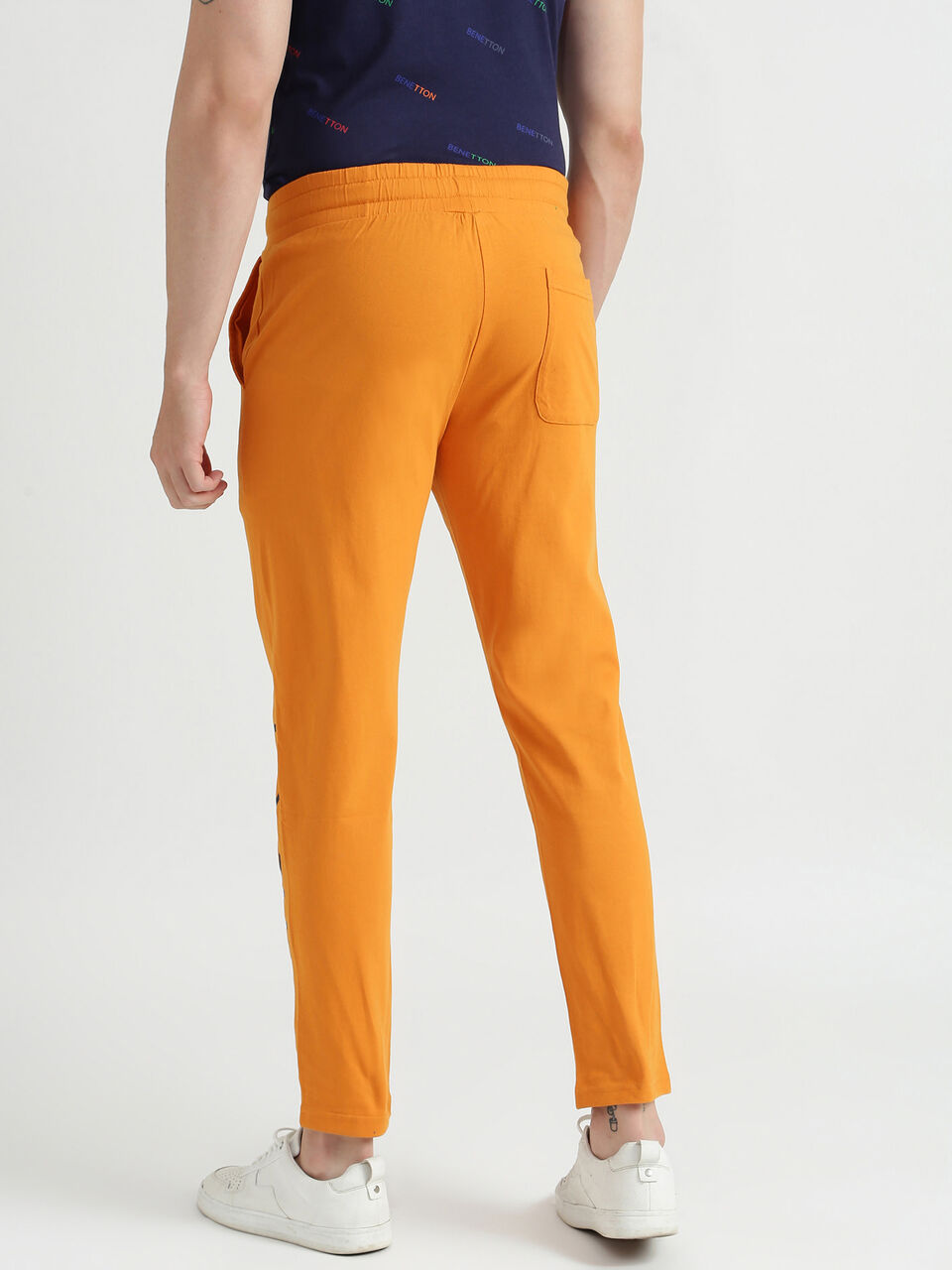 orange cotton blend track pants