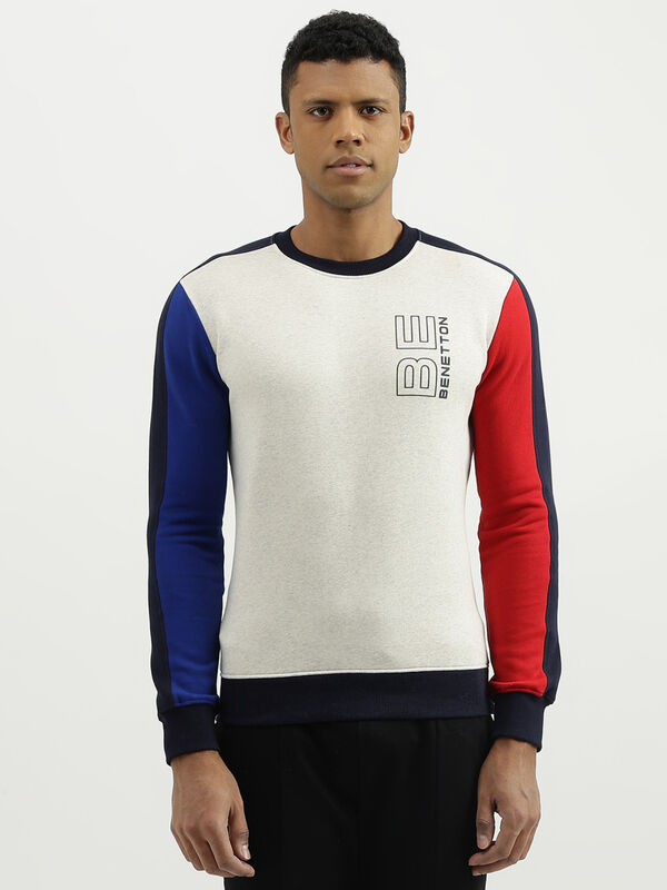 Regular Fit Round Neck Colourblocked Sweatshirt