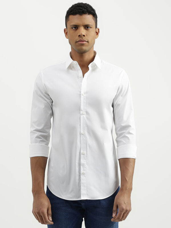Slim Fit Spread Collar Solid Shirt
