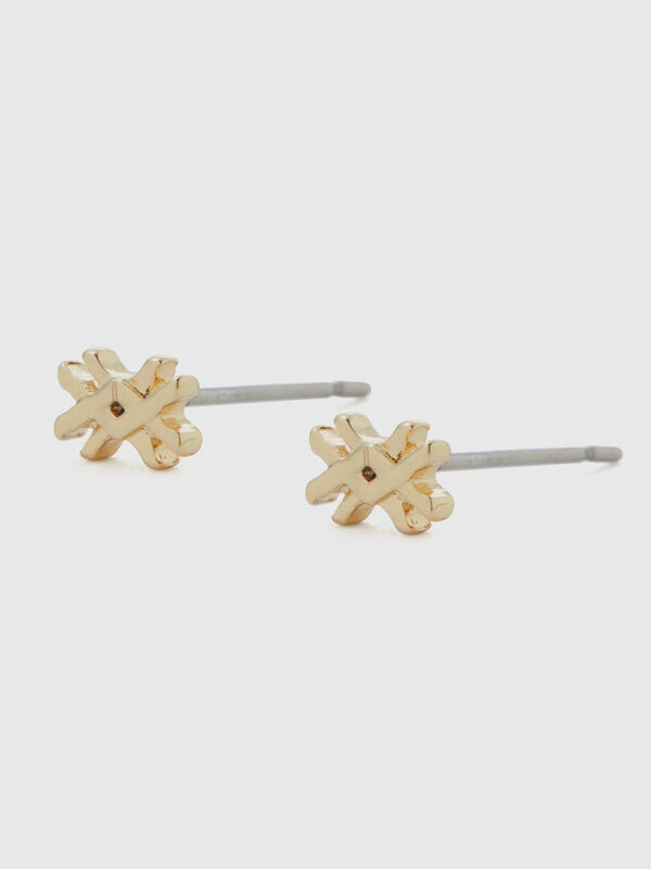 GOLD STUD EARRINGS WITH LOGO