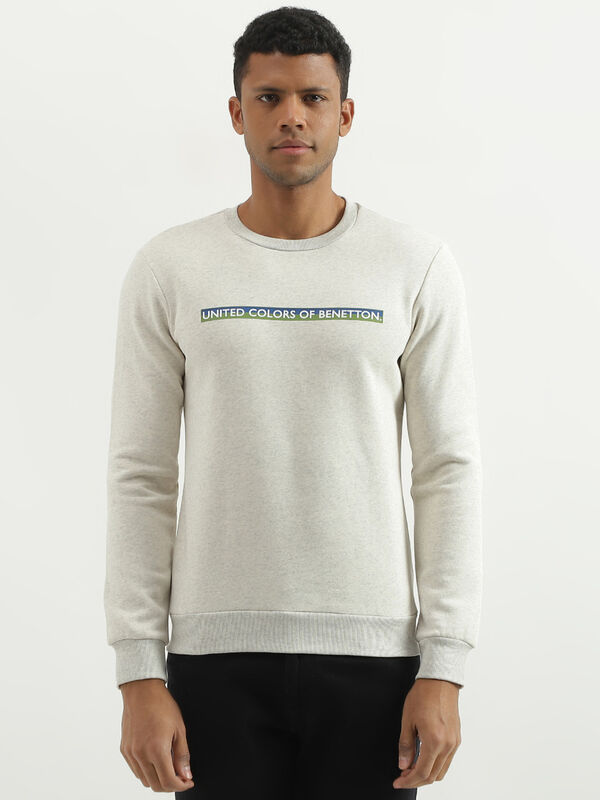 Slim Fit Round Neck Printed Sweatshirt