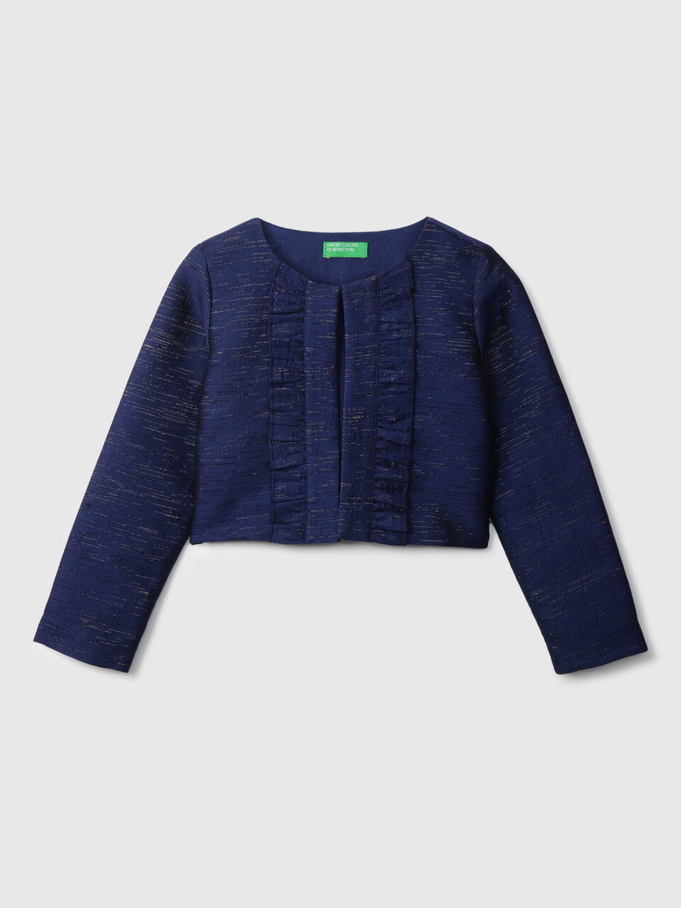 United Colors Of Benetton Girls Navy Long Sleeve Frill Jacket