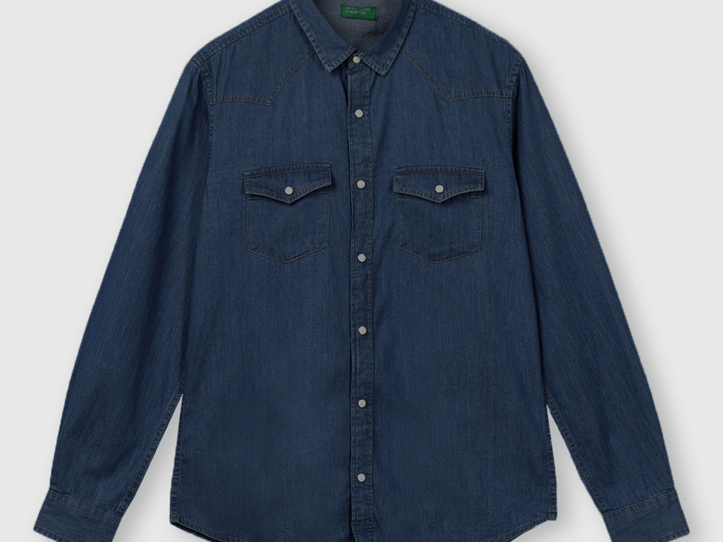 100% cotton jean jacket - Dark Blue | Benetton