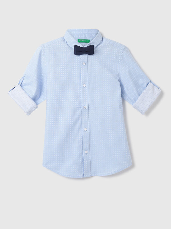 Boys Self Design Spread Collar Shirt
