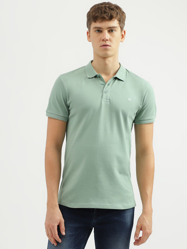 Regular Fit Polo Neck Textured Men's T-Shirt