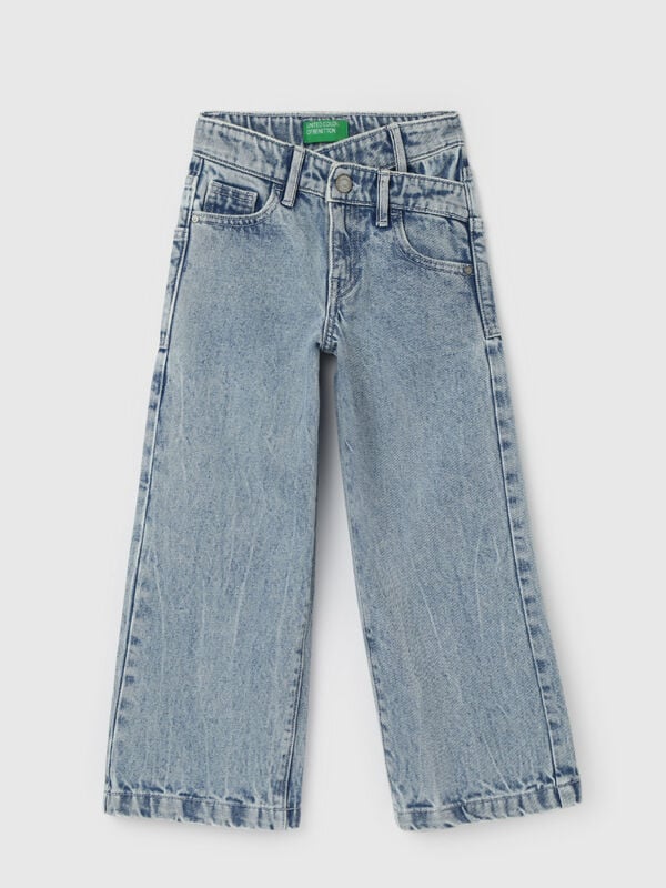 Girl's Solid Wide Leg Jeans