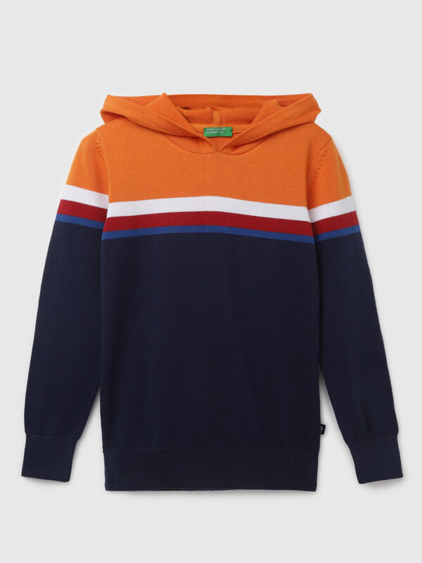 Boy's Regular Fit Hooded Neck Colorblock Sweater