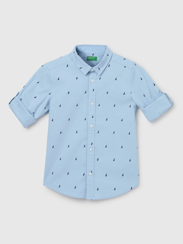Boy's Regular Fit Spread Collar Printed Shirt