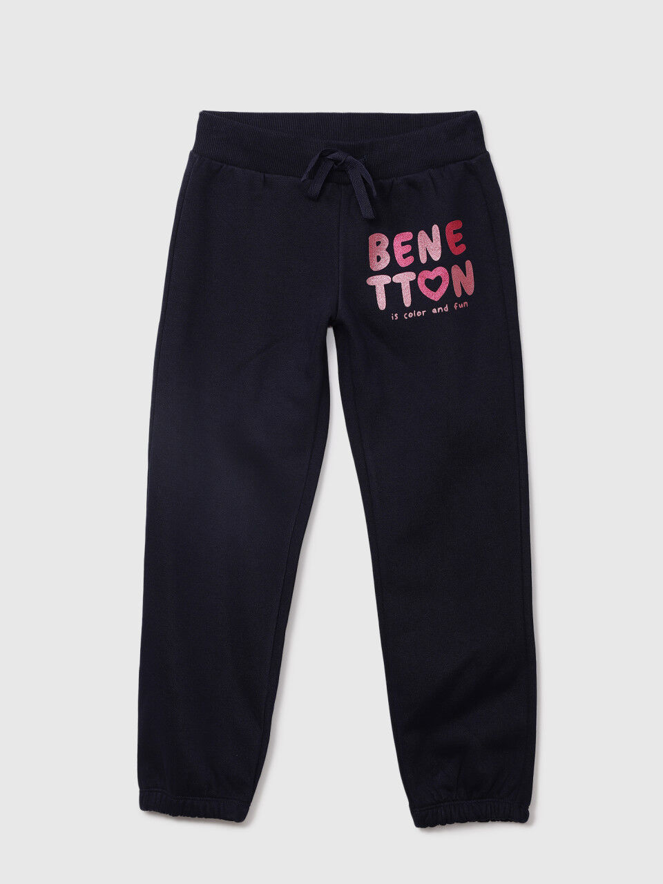 United Colors Of Benetton Girls Navy Knitted Logo Joggers