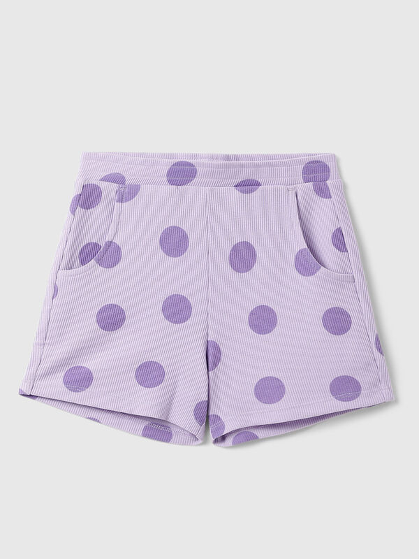 Girl's Regular Fit Polka Dot Print Bermuda Shorts