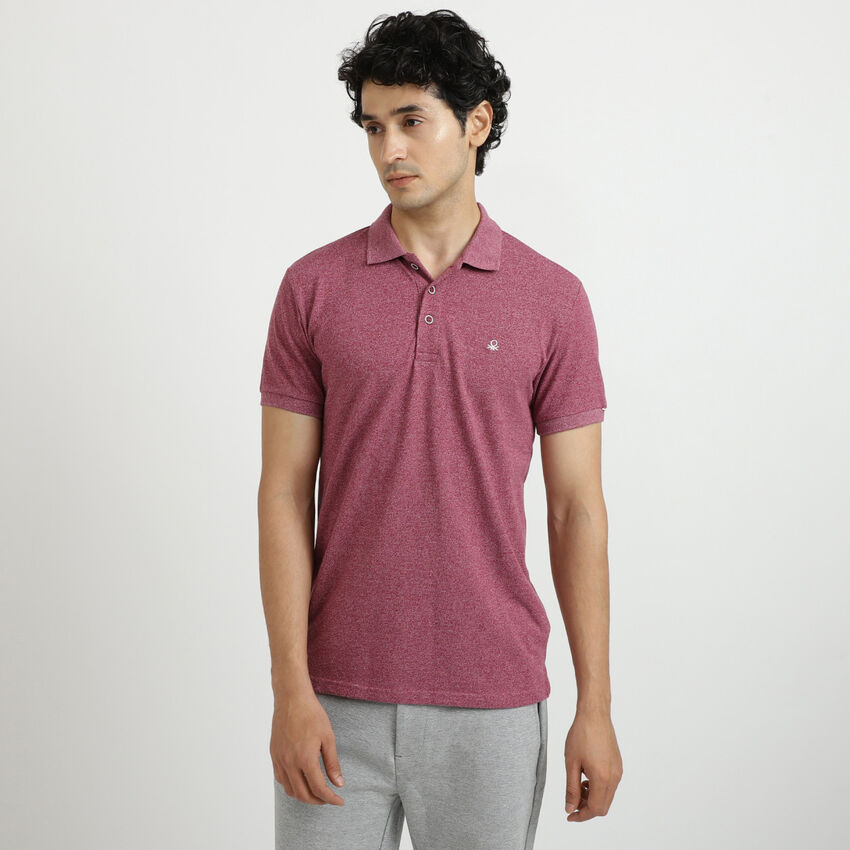 United Colors Of Benetton Magenta Polo T-Shirt