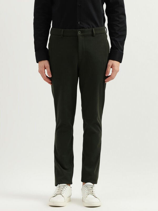 Solid Mid Rise Slim Fit Trousers