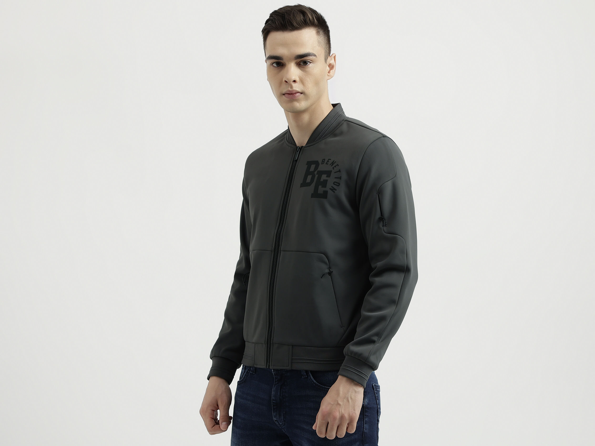 Men Solid Shirt Collar Jacket - Black | Benetton