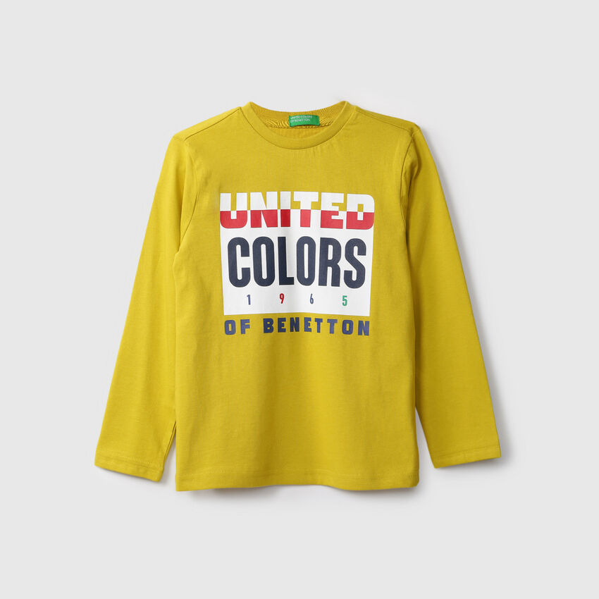 United Colors Of Benetton Boys Long Sleeve Yellow T Shirt