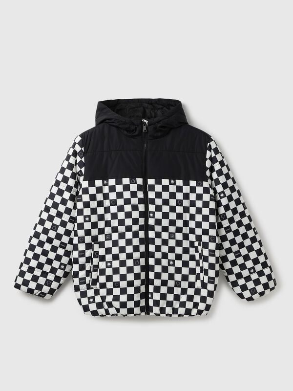 Boy's Regular Fit Hooded Neck Checked Jacket