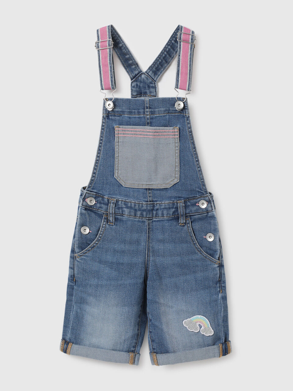 United Colors Of Benetton Girls Solid Shoulder Strap Dungaree
