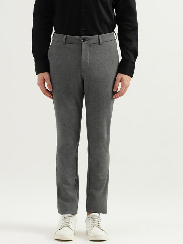 Solid Mid Rise Slim Fit Trousers