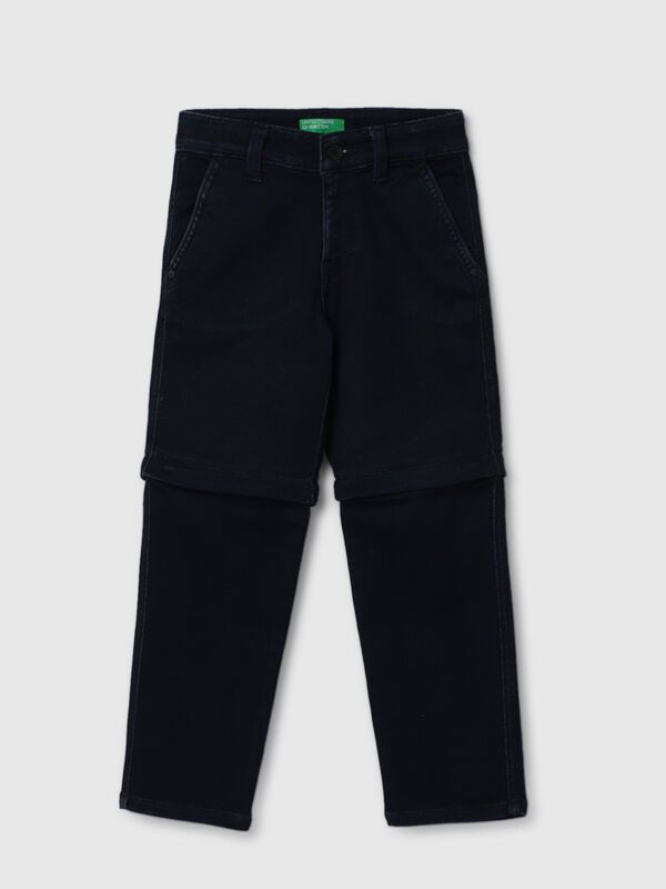 Boy's Solid Straight Fit Convertible Jeans