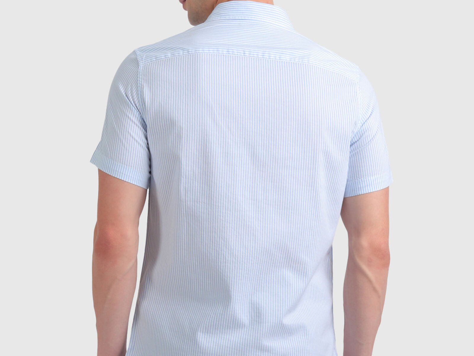 Pure Cotton Striped Oxford Shirt - Sky Blue