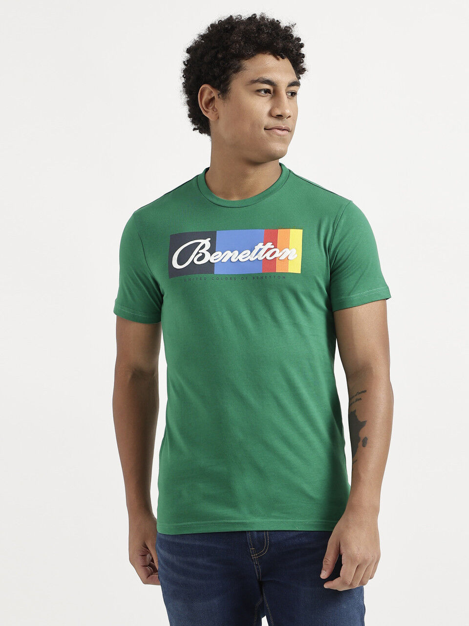 United Colors of Benetton Abbigliamento Top e t-shirt T-shirt T-shirt a maniche corte T-shirt In Misto Lino A Righe 
