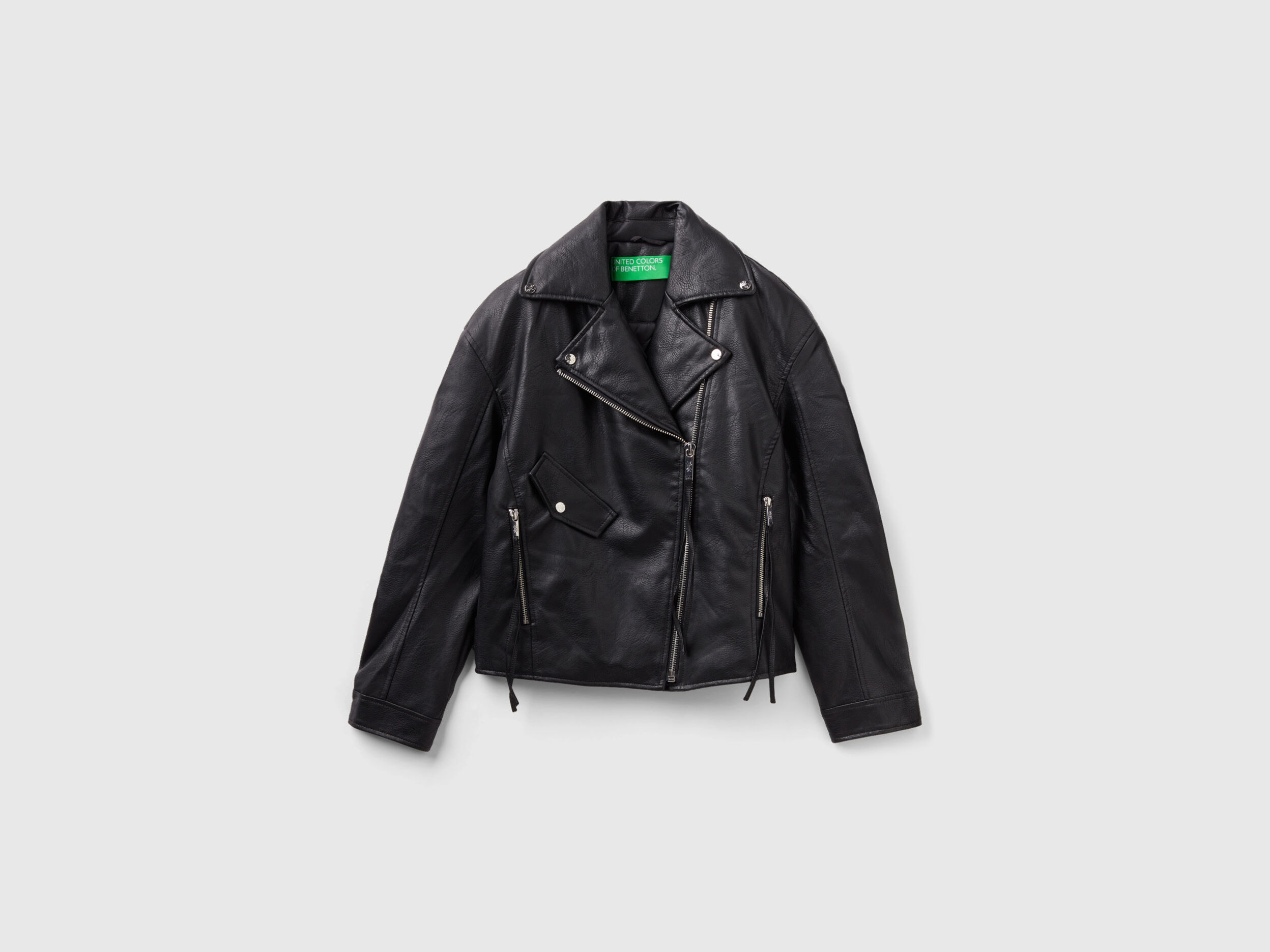 Men Solid Band Collar Jacket - Black | Benetton