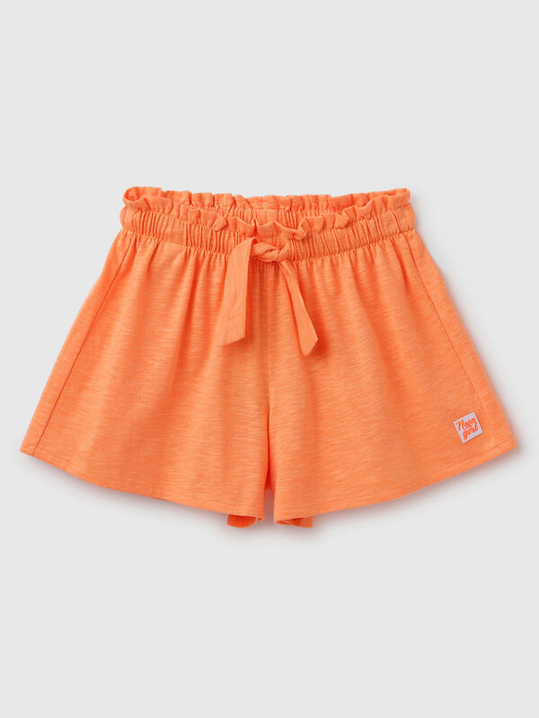 Mid-Rise Shorts with Placement Logo Print