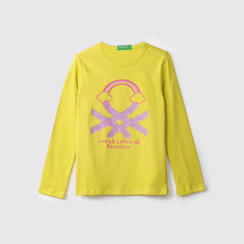 United Colors Of Benetton Girls Long Sleeve Yellow T Shirt