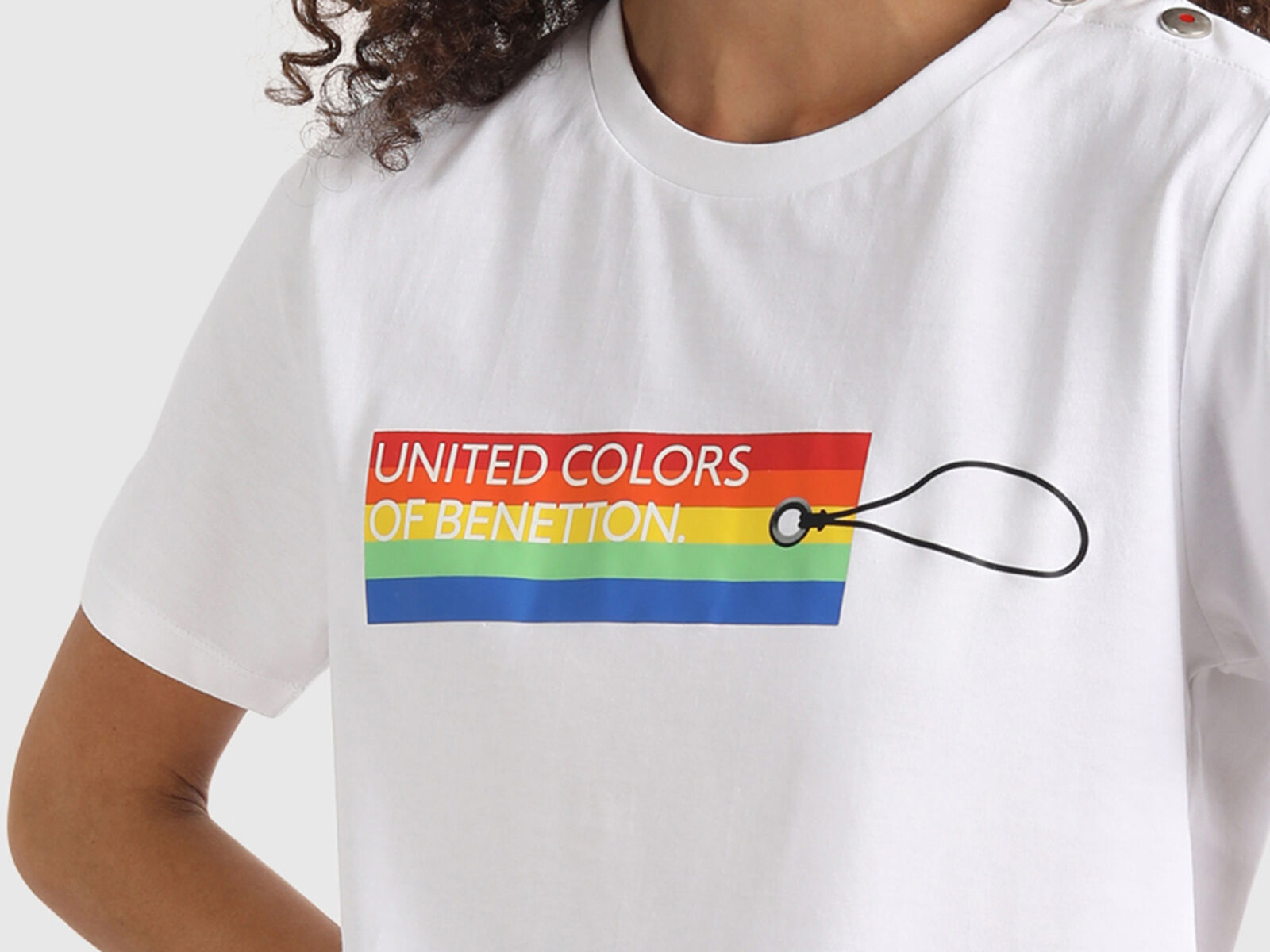 Pure Cotton T-Shirt with White - | Benetton Text UCB